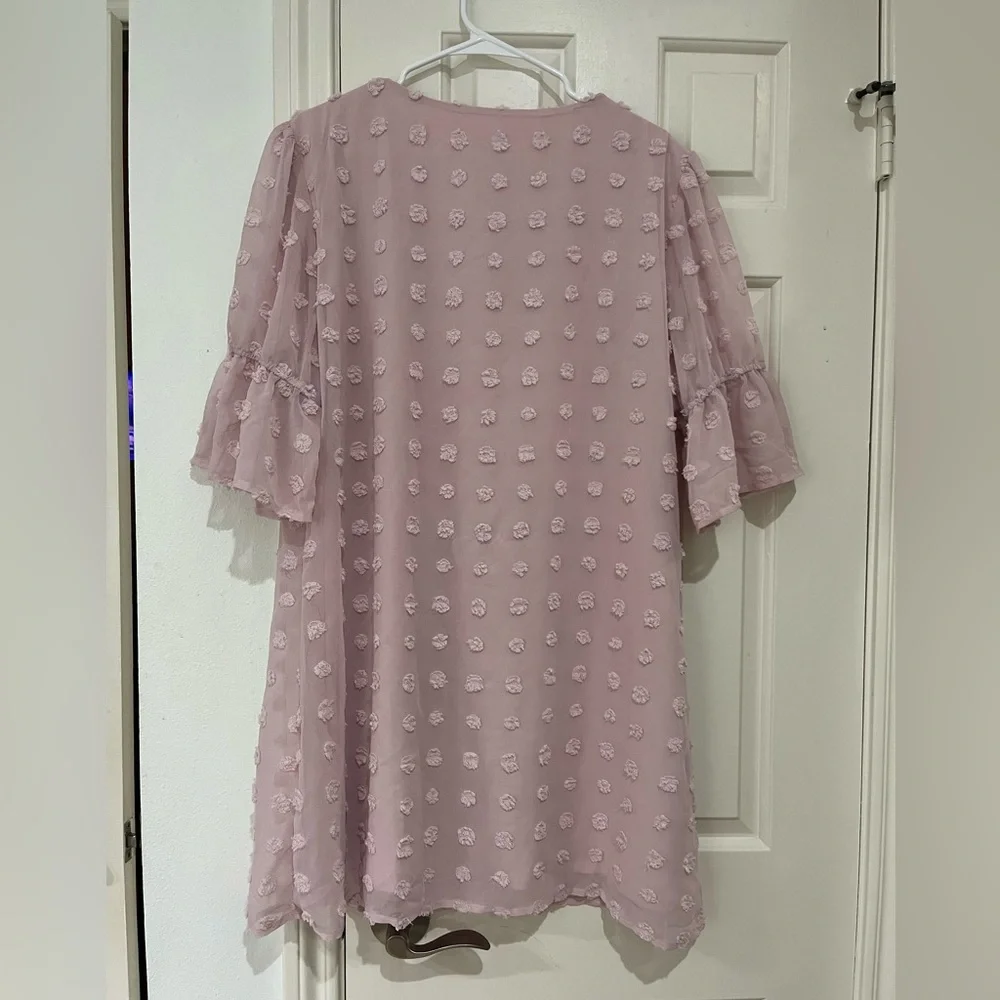 Blooming Jolly NWT Chiffon Dusty Pink V-Neck Mini Dress size XL - Picture 4 of 8
